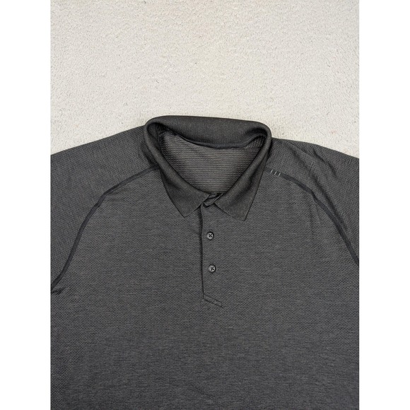 Lululemon Polo Shirt Mens Large Gray In Practice Striped Performance Golf - Picture 2 of 10